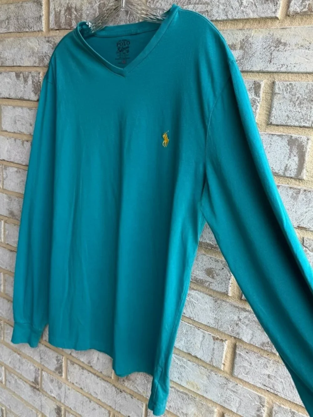 POLO Ralph Lauren Long Sleeve V-Neck 100% Cotton T-Shirt Men's Size M